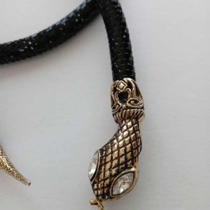 Vtg D L Auld Serpent Snake BLACK Belt Necklace